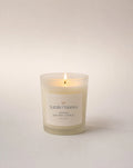 Jasmine candle in clear glass, cream wax, Natalie Organics label
