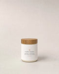 Collagen hair mask jar with white label and cork lid