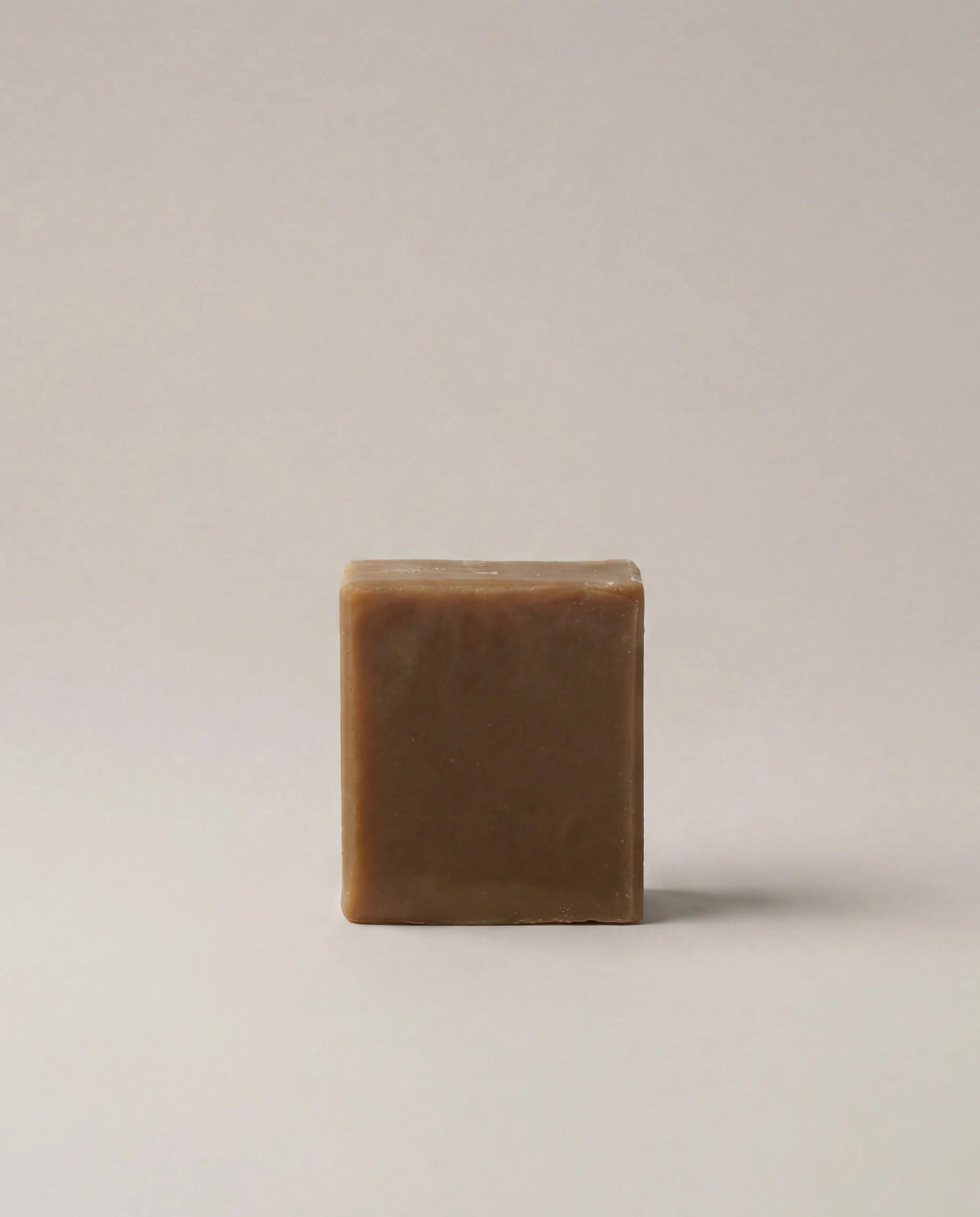 Vanilla bean bar soap, rectangular brown bar with smooth top